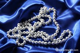 Pearls on blue silk